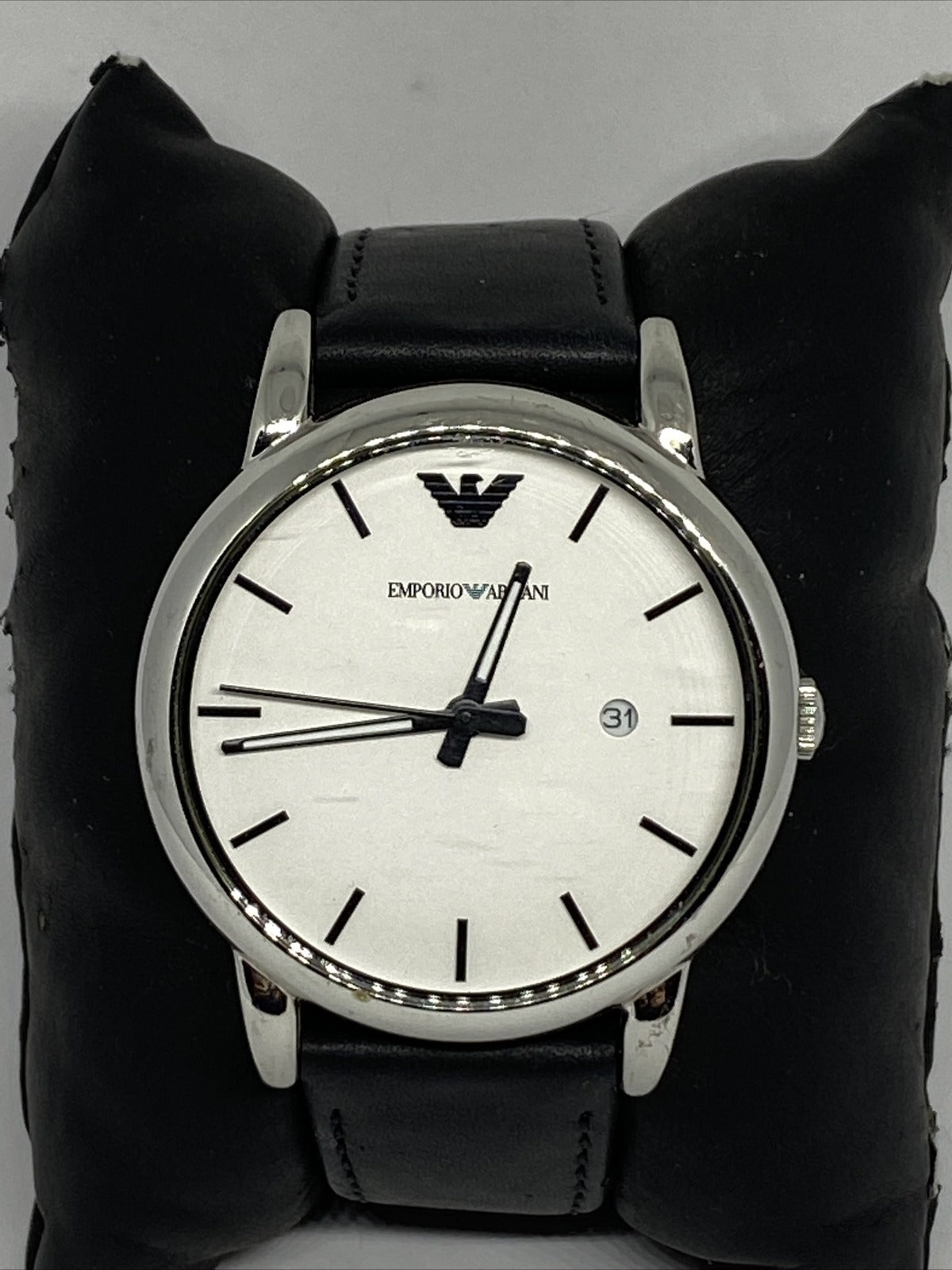 Emporio Armani Luigi White Dial Black Leather Strap Watch for Men - AR1694