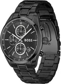 Hugo Boss Grand Prix Chronograph Black Dial Black Steel Strap Watch for Men - 1514298