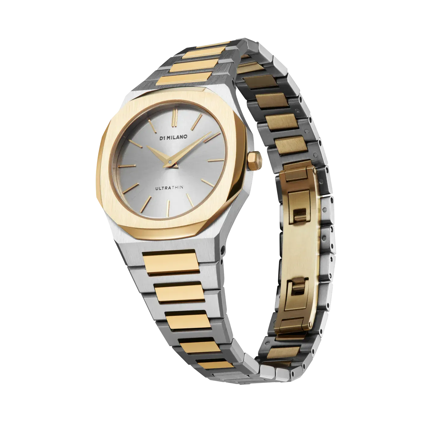 D1 Milano Ultra Thin Silver Dial Two Tone Steel Strap Watch for Women - D1-UTBL34