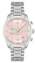 Hugo Boss Grand Tour Chronograph Pink Mother of Pearl Dial Silver Steel Strap Watch for Women - 1502765