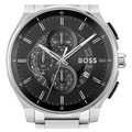Hugo Boss Peak Chronograph Black Dial Silver Steel Strap Watch for Men - 1514191