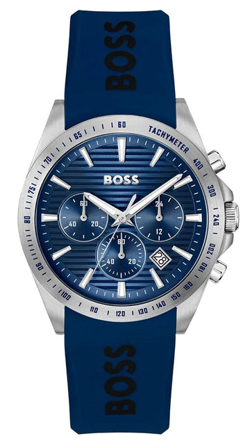 Hugo Boss Strike Chronograph Blue Dial Blue Rubber Strap Watch for Men - 1514239