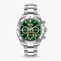 Hugo Boss Hero 2.0 Chronograph Green Dial Silver Steel Strap Watch for Men - 1514268