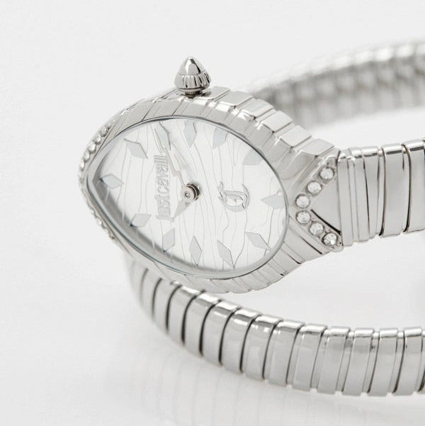 Just Cavalli Unica Silver Dial Silver Steel Strap Watch for Women - JC1L322M0015