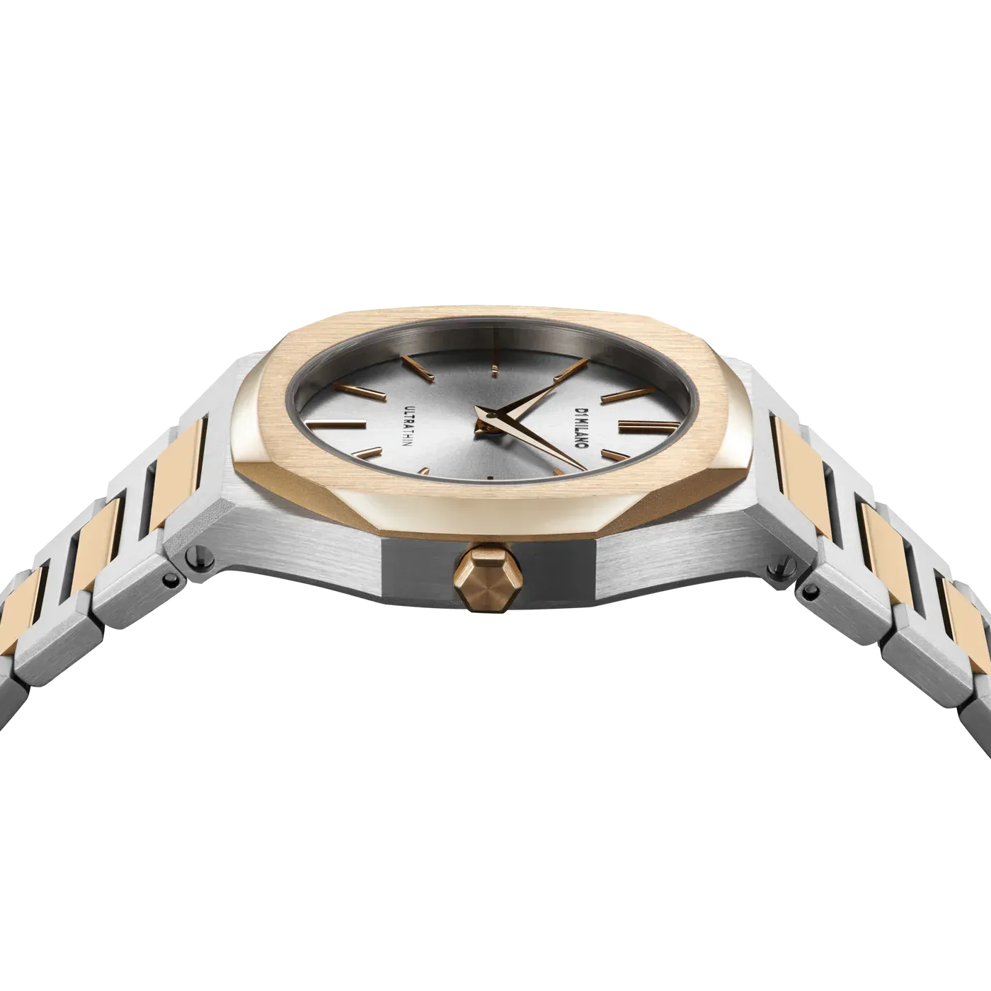 D1 Milano Ultra Thin Silver Dial Two Tone Steel Strap Watch for Women - D1-UTBL34