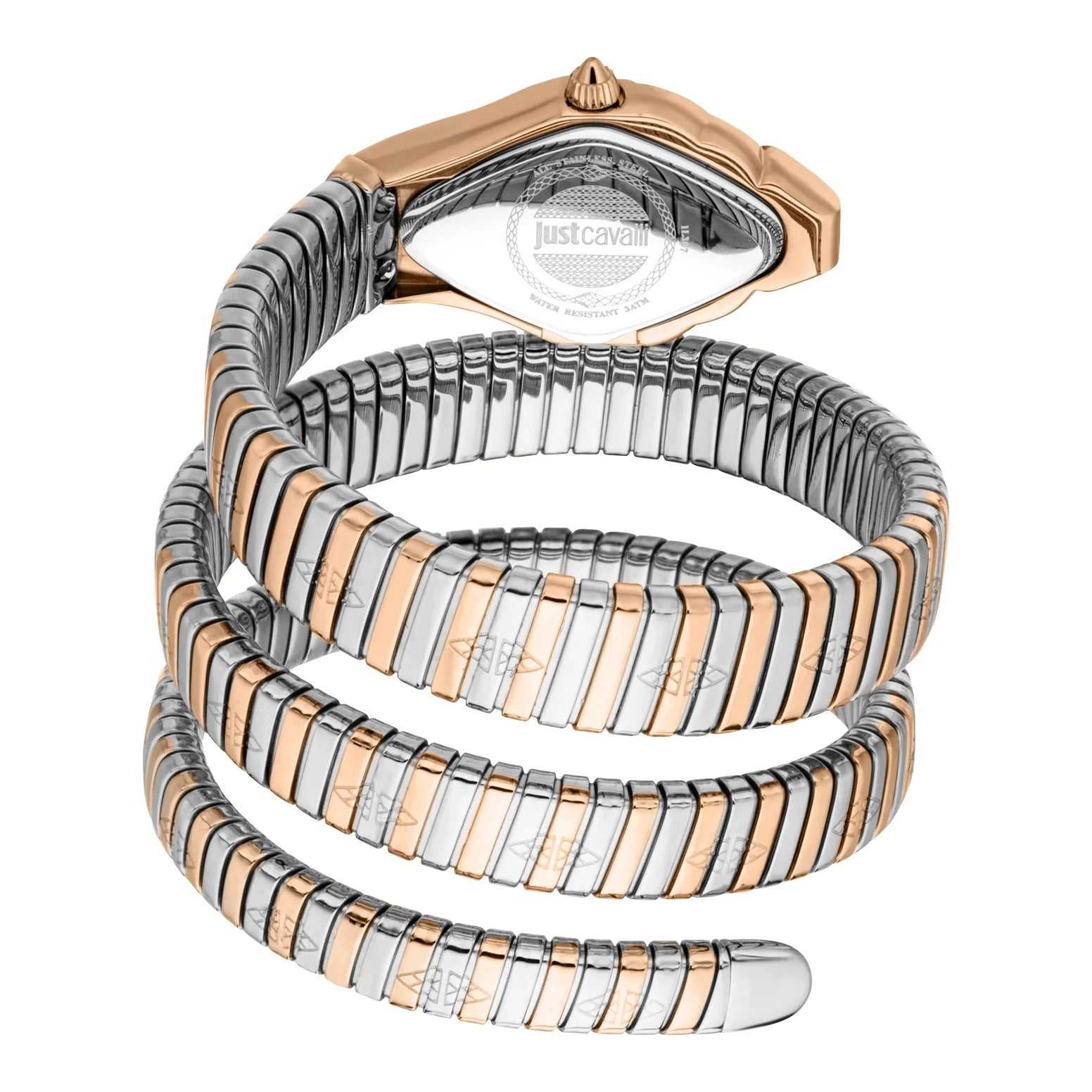 Just Cavalli Cristallo Silver Dial Two Tone Steel Strap Watch for Women - JC1L307M0065