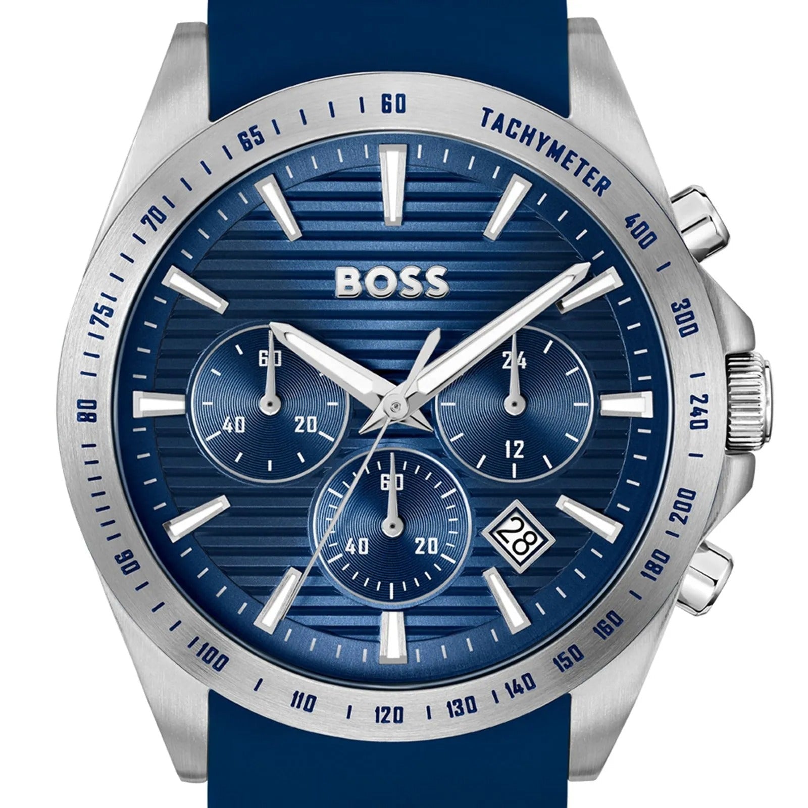 Hugo Boss Strike Chronograph Blue Dial Blue Rubber Strap Watch for Men - 1514239