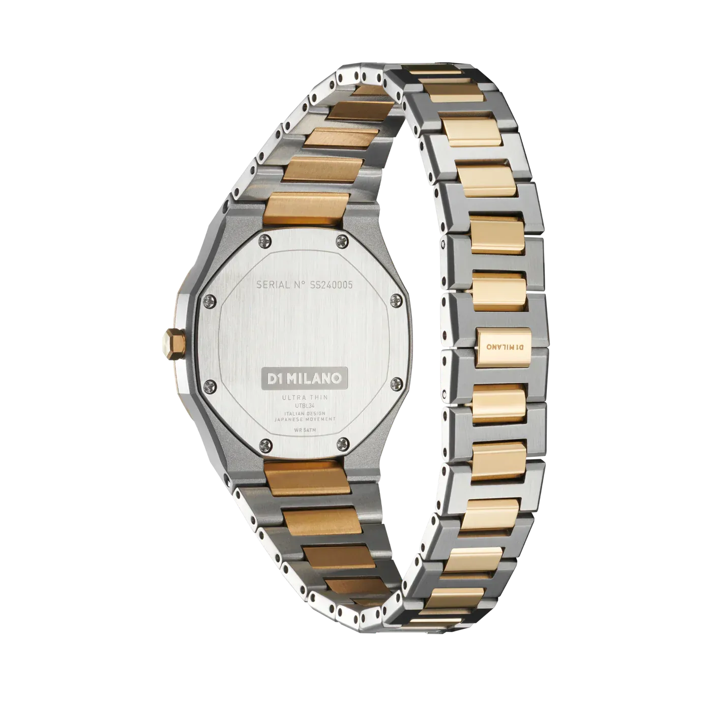 D1 Milano Ultra Thin Silver Dial Two Tone Steel Strap Watch for Women - D1-UTBL34