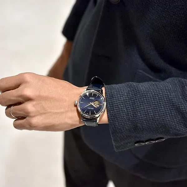 Emporio Armani Alpha Medium Blue Dial Blue Leather Strap Watch for Men - AR1848