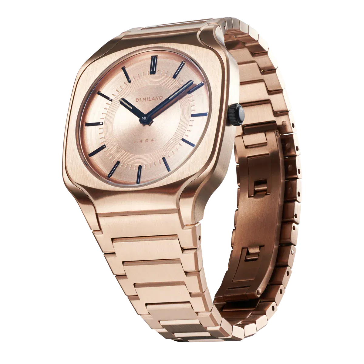 D1 Milano Square Champagne Gold Dial Gold Steel Strap Watch for Unisex - D1-SQBJ04