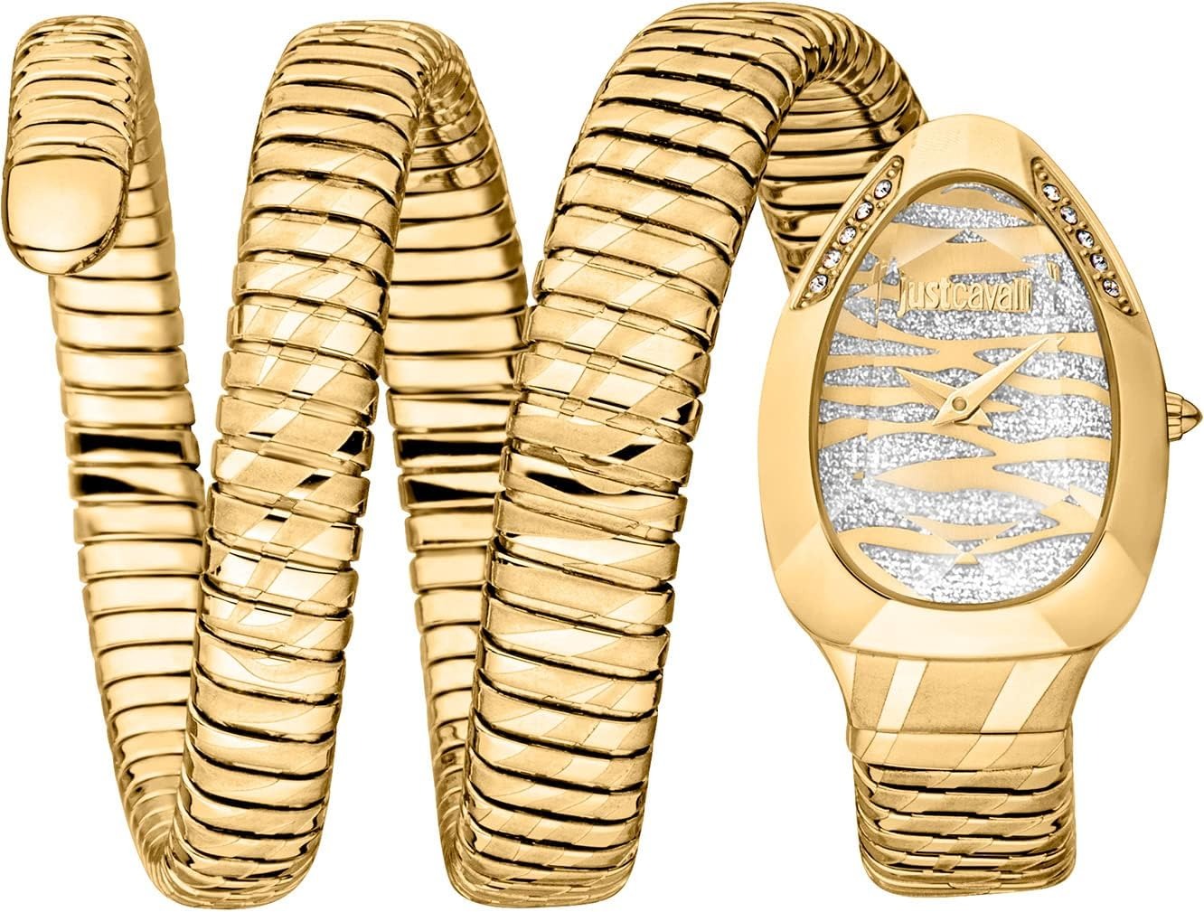 Just Cavalli Taglio White Dial Gold Steel Strap Watch for Women - JC1L226M0025
