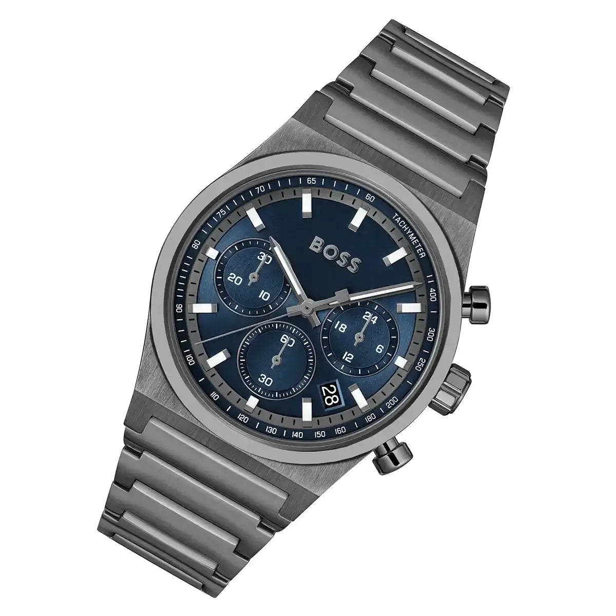 Hugo Boss Candor Chronograph Blue Dial Grey Steel Strap Watch for Men - 1514223