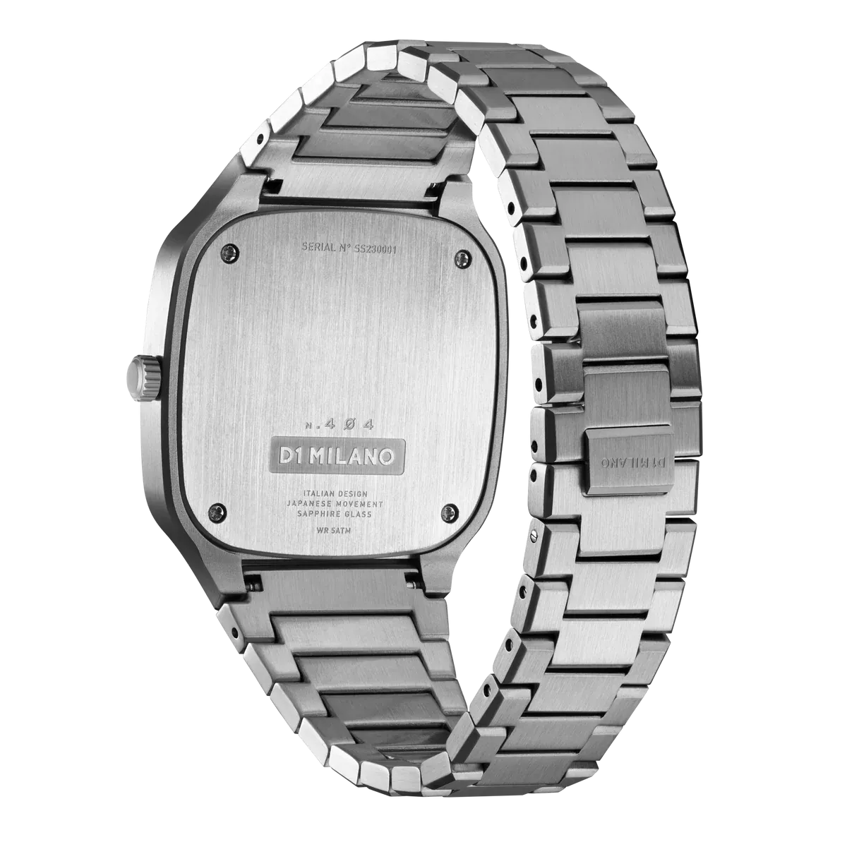D1 Milano Square Caribbean Blue Dial Silver Steel Strap Watch for Men - D1-SQBJ07