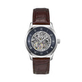 Hugo Boss Principle Skeleton Blue Dial Brown Leather Strap Watch for Men - 1514305
