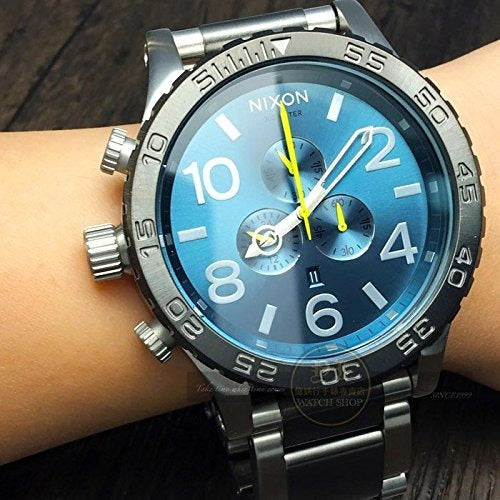 Nixon 51-30 Chronograph Blue Dial Two Tone Steel Strap Watch for Men - A083-2304