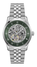 Hugo Boss Principle Skeleton Green Dial Silver Steel Strap Watch for Men - 1514236