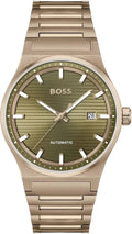 Hugo Boss Candor Automatic Olive Green Dial Brown Steel Strap Watch for Men - 1514184