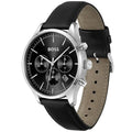 Hugo Boss Avery Chronograph Black Dial Black Leatherr Strap Watch for Men - 1514211