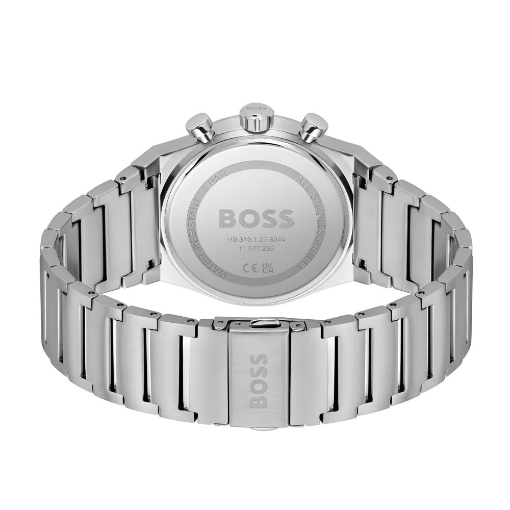 Hugo Boss Candor Chronograph Silver Dial Silver Steel Strap Watch for Men - 1514221