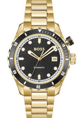 Hugo Boss Bossmatic Automatic Black Dial Gold Steel Strap Watch for Men - 1514180