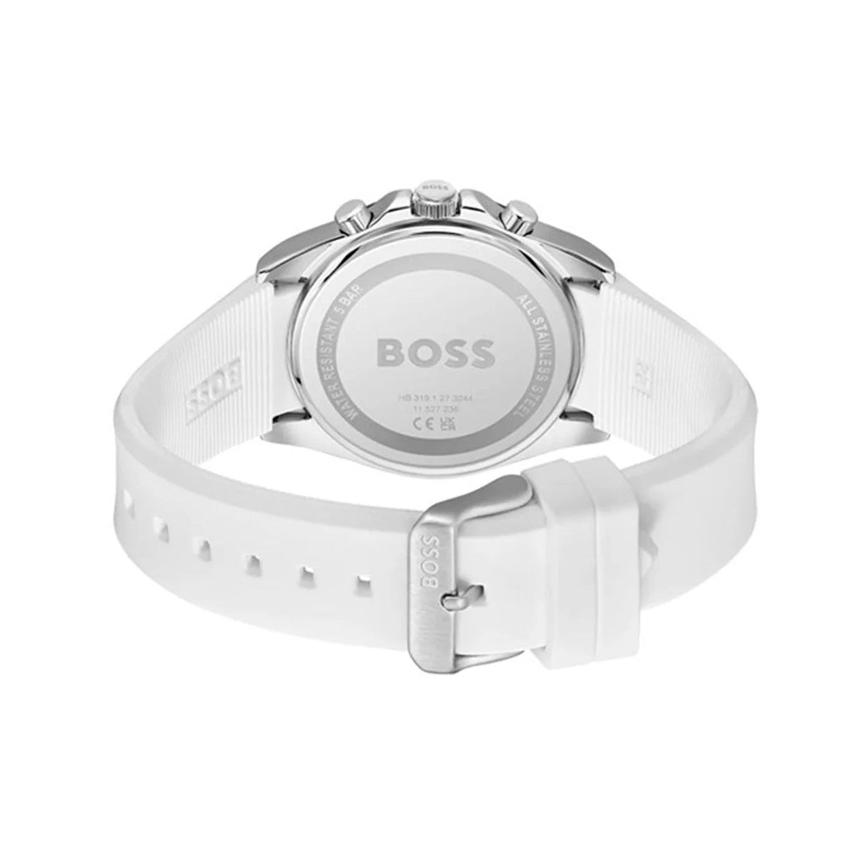 Hugo Boss Strike Chronograph Blue Dial White Rubber Strap Watch for Men - 1514238