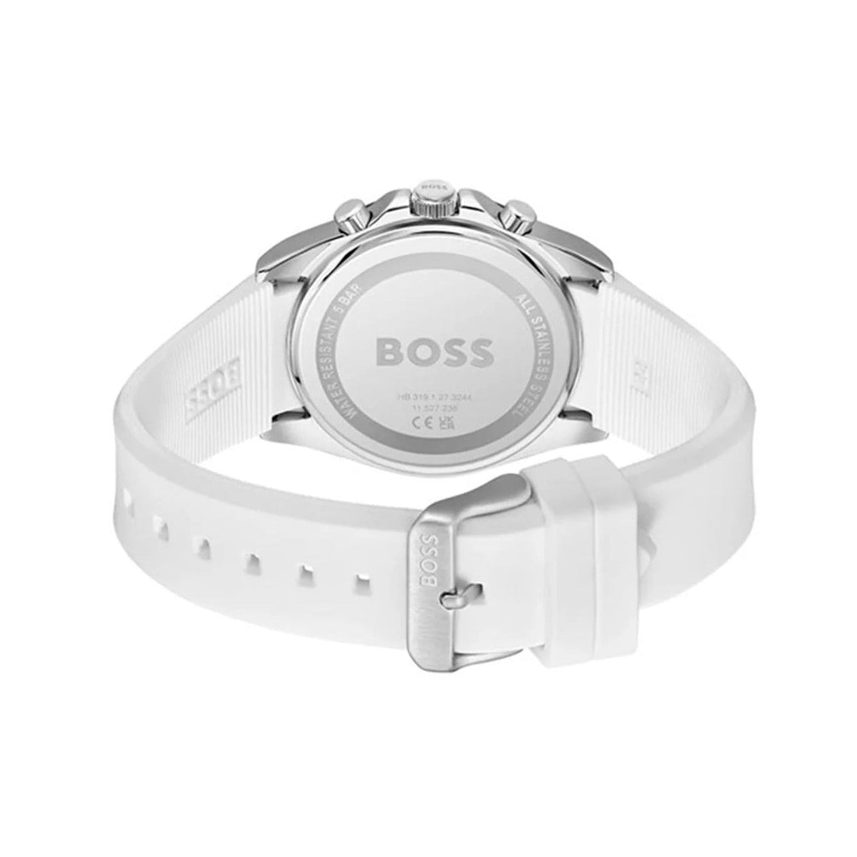 Hugo Boss Strike Chronograph Blue Dial White Rubber Strap Watch for Men - 1514238