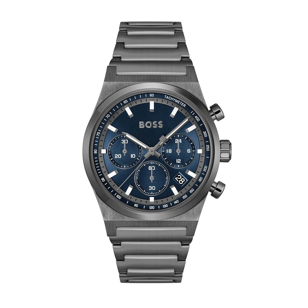 Hugo Boss Candor Chronograph Blue Dial Grey Steel Strap Watch for Men - 1514223