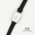 Daniel Wellington Quadro White Dial Black Leather Strap Watch For Women - DW00100434