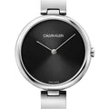 Calvin Klein Wavy Black Dial Silver Steel Strap Watch for Women - K9U23141