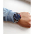 Tommy Hilfiger Bank Chronograph Blue Dial Silver Steel Strap Watch for Men - 1791718