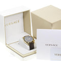 Versace V-Ray Chronograph Quartz Black Dial Brown Leather Strap Watch For Men - VEDB00318