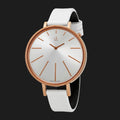 Calvin Klein Equal Silver Dial White Leather Strap Watch for Women - K3E236L6
