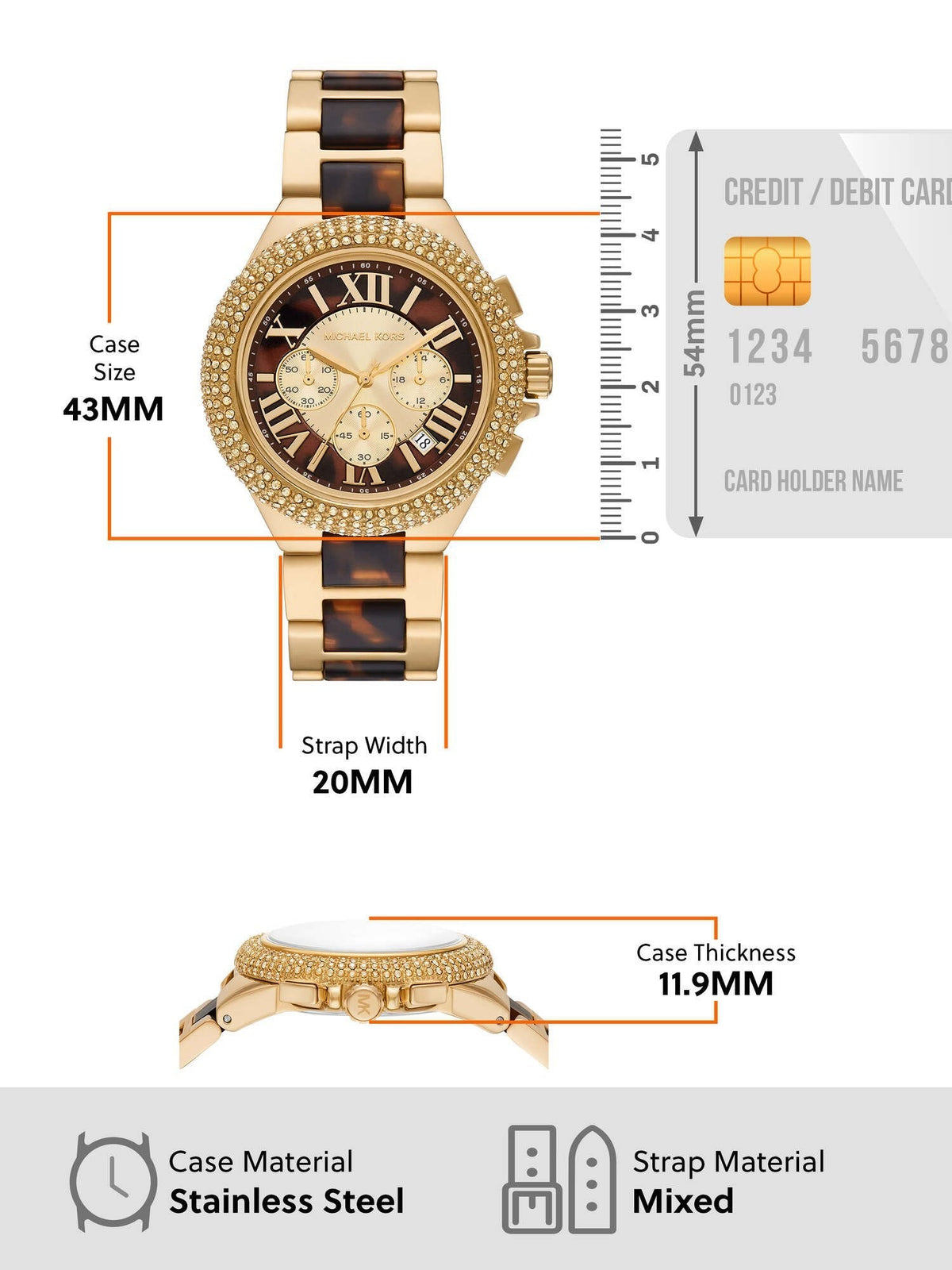 Michael Kors Camille Chronograph Brown Dial Two Tone Steel Strap Watch For Women - MK7269