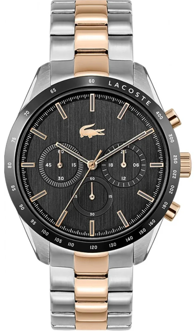 Lacoste Boston Gray Dial Two Tone Steel Strap Watch for Men - 2011112