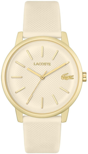 Lacoste 12.12 Beige Dial Beige Silicone Strap Watch for Men - 2011239