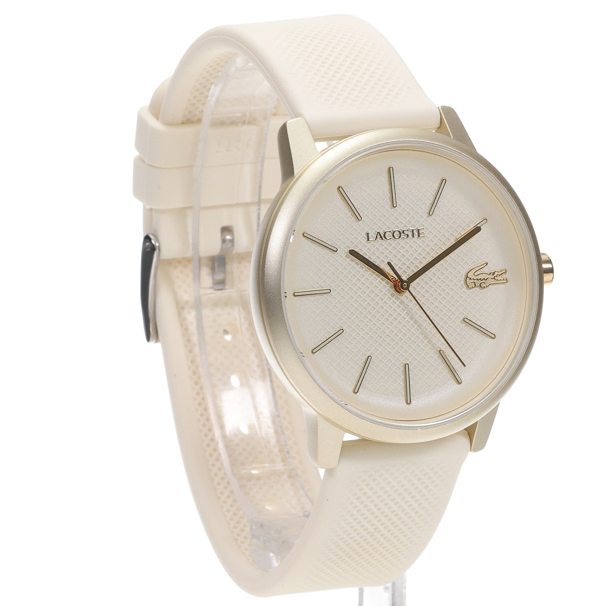 Lacoste 12.12 Beige Dial Beige Silicone Strap Watch for Men - 2011239
