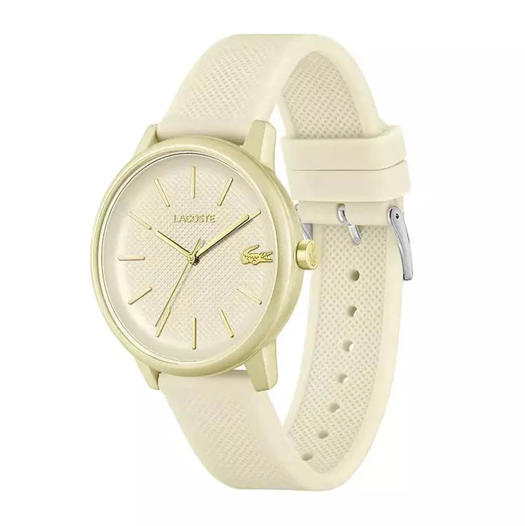 Lacoste 12.12 Beige Dial Beige Silicone Strap Watch for Men - 2011239
