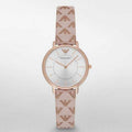 Emporio Armani Classic Kappa White Dial Brown Leather Strap Watch For Women - AR11009