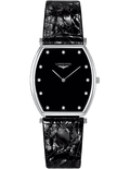 Longines La Grande Classique de Longines Tonneau Black Dial Black Leather Strap Watch for Women - L4.205.4.58.2