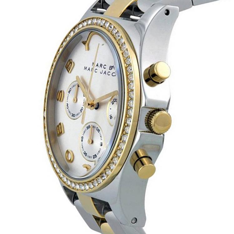 Marc Jacobs Henry Chronograph Silver Dial Two Tone Steel Strap Watch for Women - MBM3197