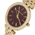 Michael Kors Darci Quartz Mother of Pearl Red Dial Gold Steel Strap Watch For Women - MK3583