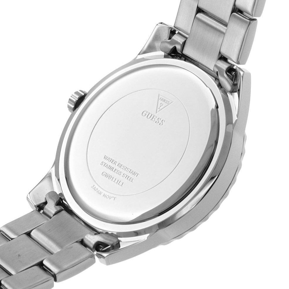 Guess Sparkler Diamonds Silver Dial Silver Steel Strap Watch for Women - GW0111L1