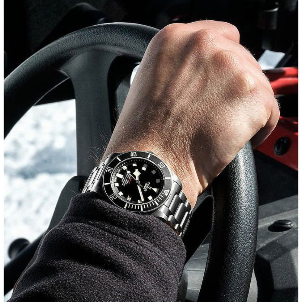 Tudor Pelagos Black Dial Grey Steel Strap Watch for Men - M25600TN-0001