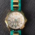 Guess Intrepid 2 Silver Dial Two Tone Rubber Strap Watch For Women - W0325L4