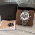 Michael Kors Bradshaw Chronograph Quartz White Dial Grey Steel Strap Watch For Men - MK5952