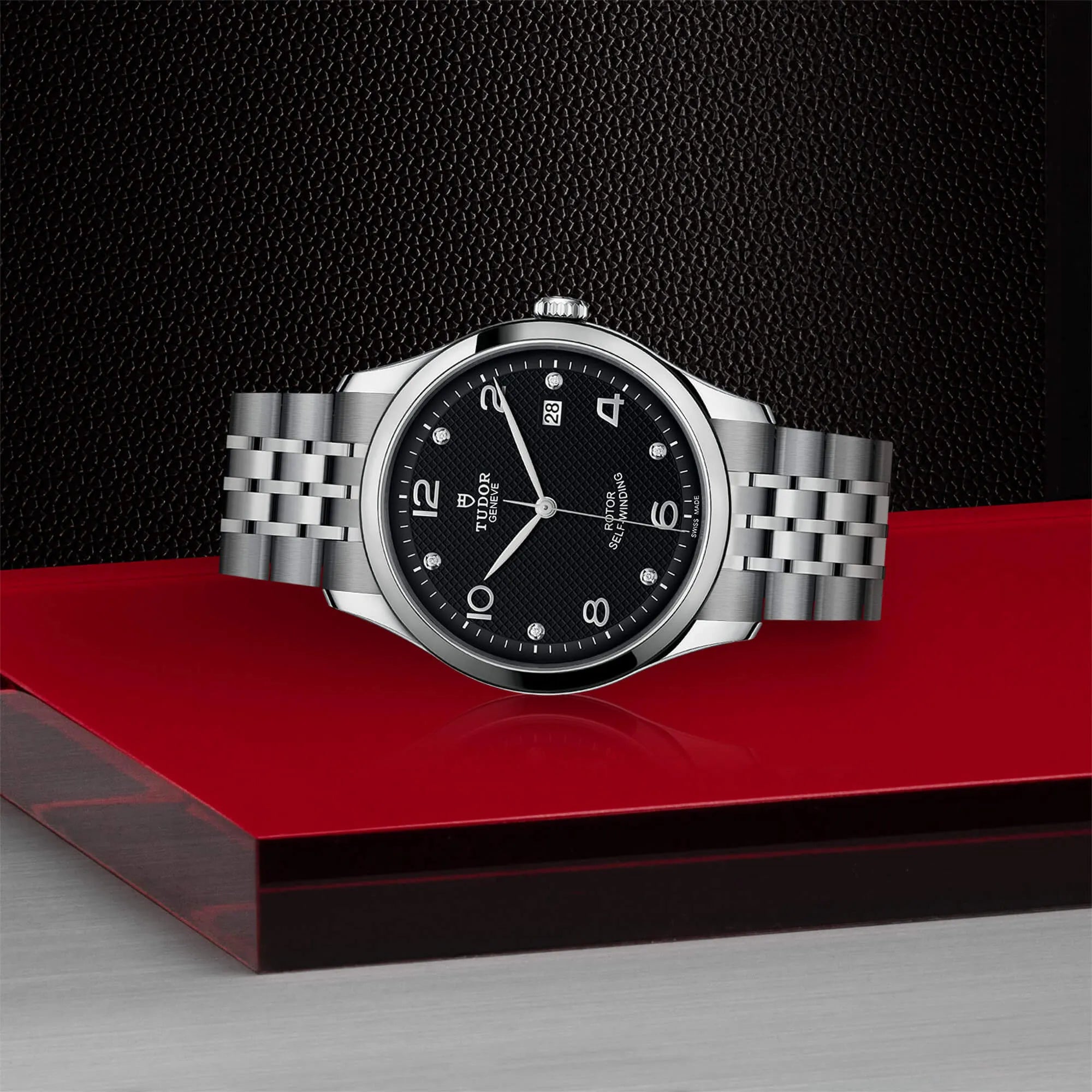 Tudor 1926 Automatic Diamonds Black Dial Silver Steel Strap Watch for Men - M91650-0004