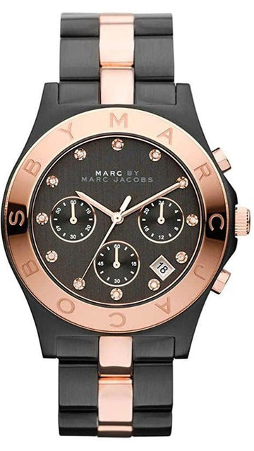 Marc Jacobs Blade Chronograph Grey Dial Two Tone Steel Strap Watch for Women - MBM3180