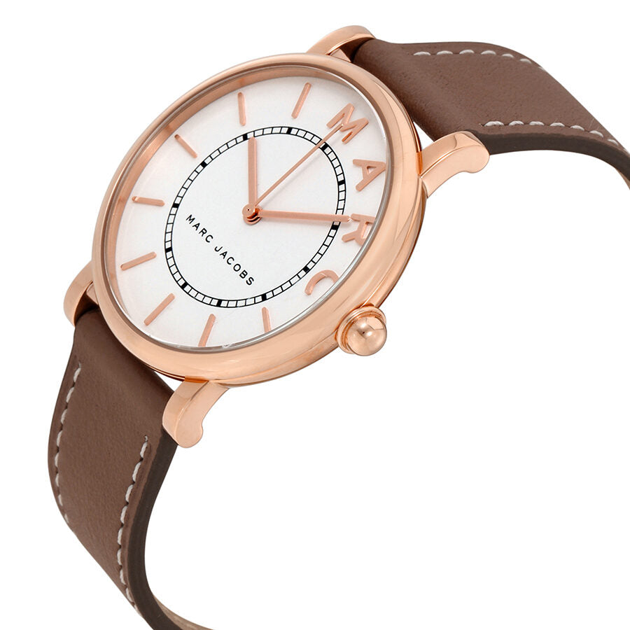 Marc Jacobs Roxy White Dial Cement Brown Leather Strap Watch for Women - MJ1533