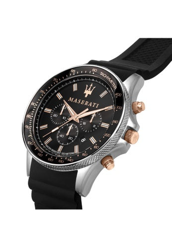 Maserati SFIDA 44mm Black Silicon Chronograph Watch For Men - R8871640002