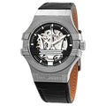 Maserati Potenza Automatic Black Dial Black Leather Strap Watch For Men - R8821108038